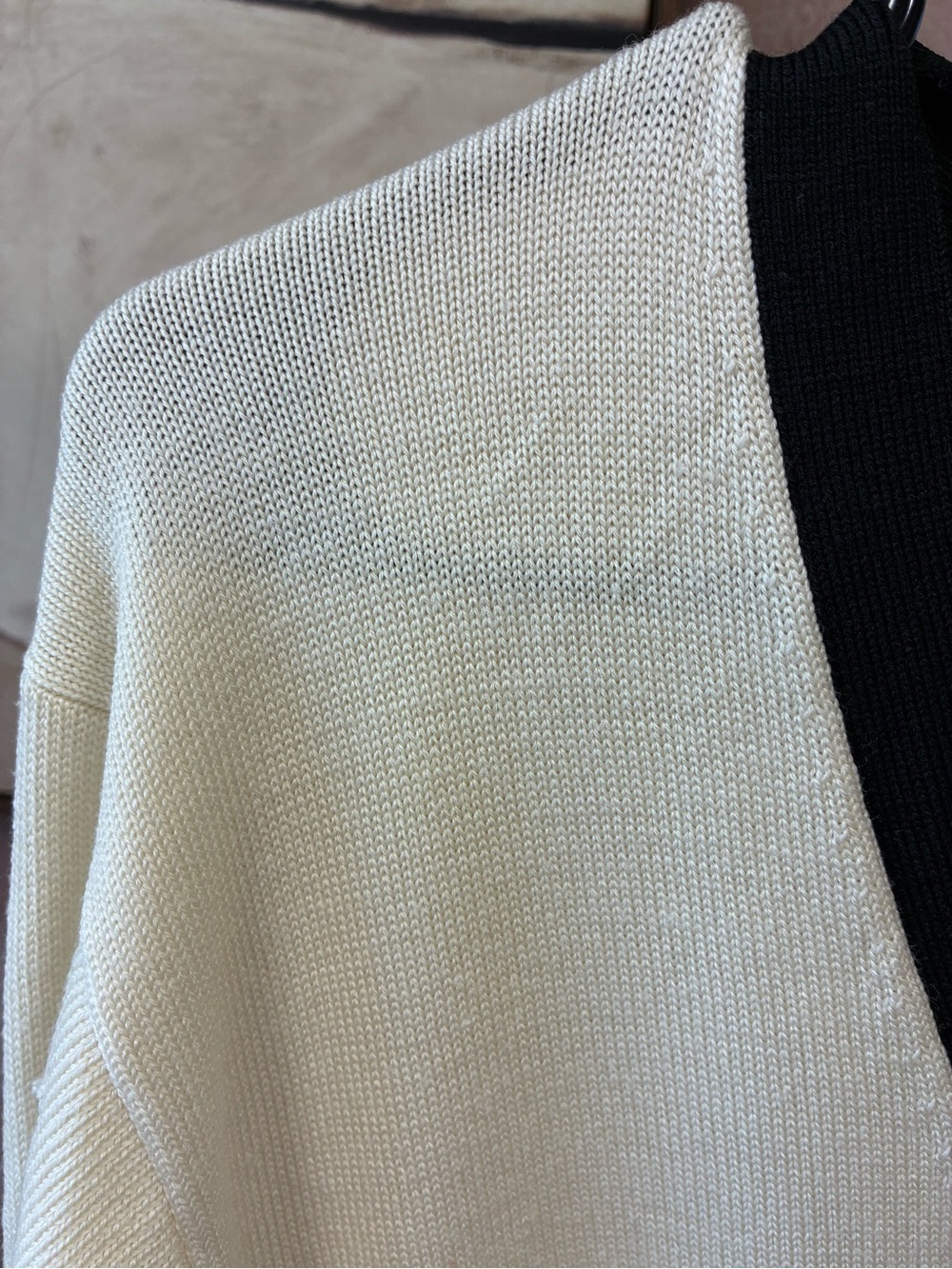 Reformation Cream V-Neck Cardigan with Black Trim size S MSRP $250 - Picture 5 of 8